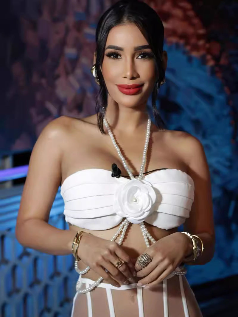 Women Sexy Party Bandage Evening Dress Two-piece Set 5