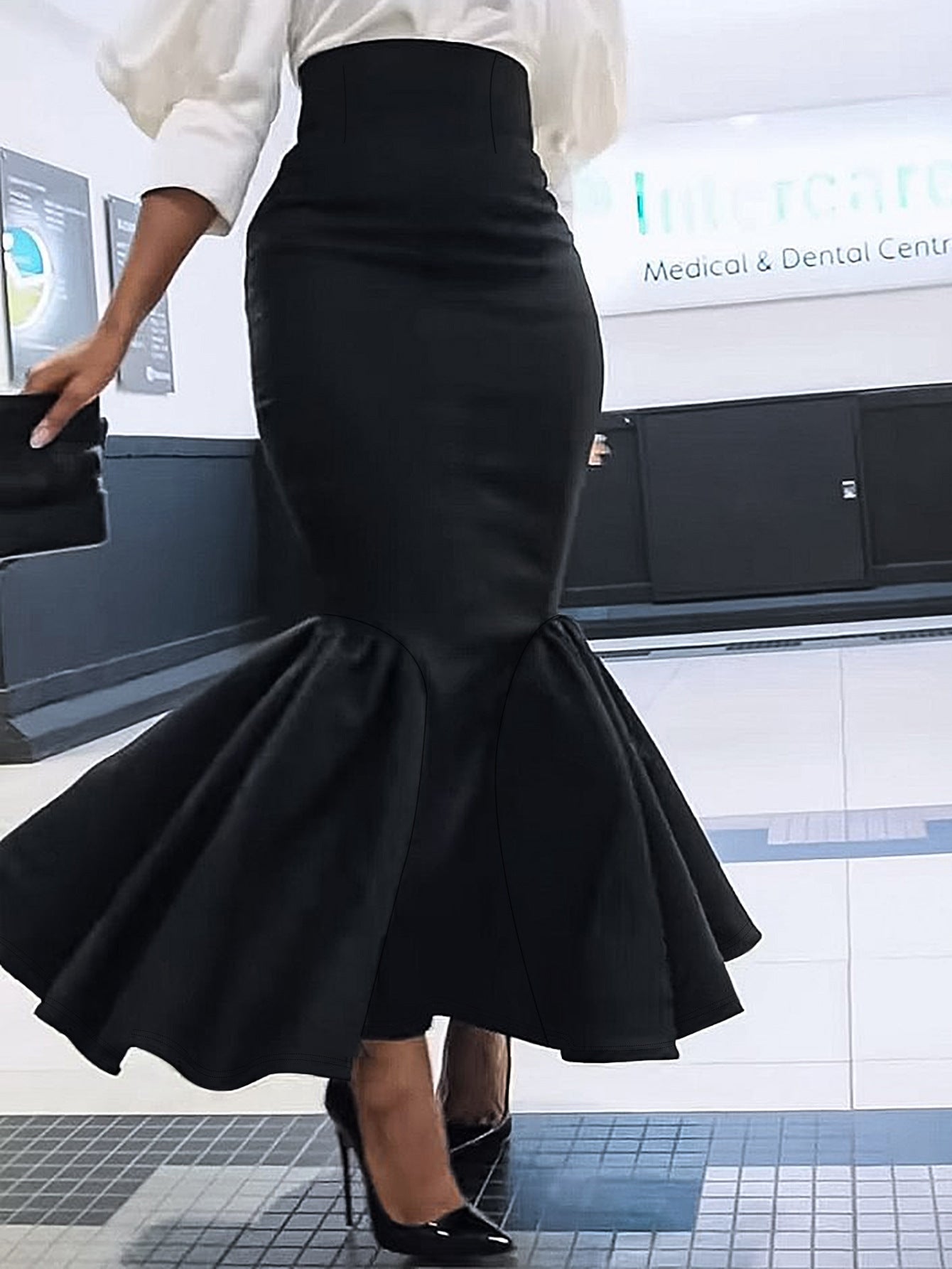 Plus-Size Women Solid Elegant Half-Sleeve Bodycon Maxi Dress