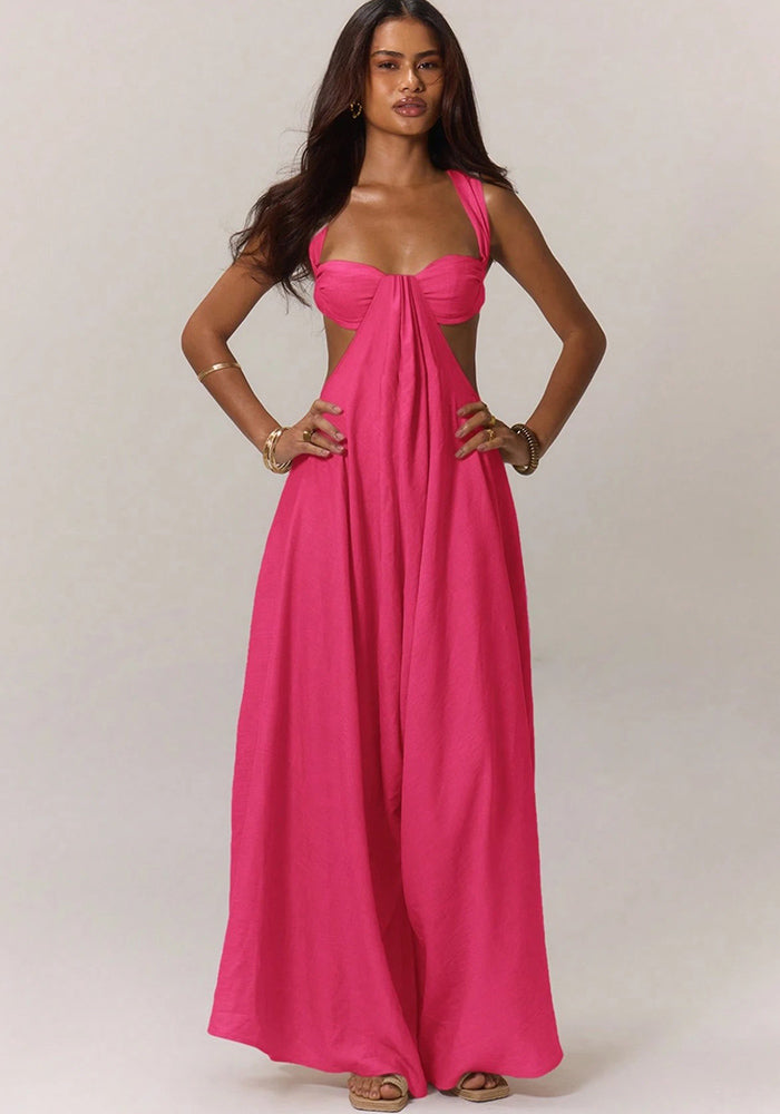 Women's Sexy Halter Neck Wide-Leg  Formal Party Jumpsuit