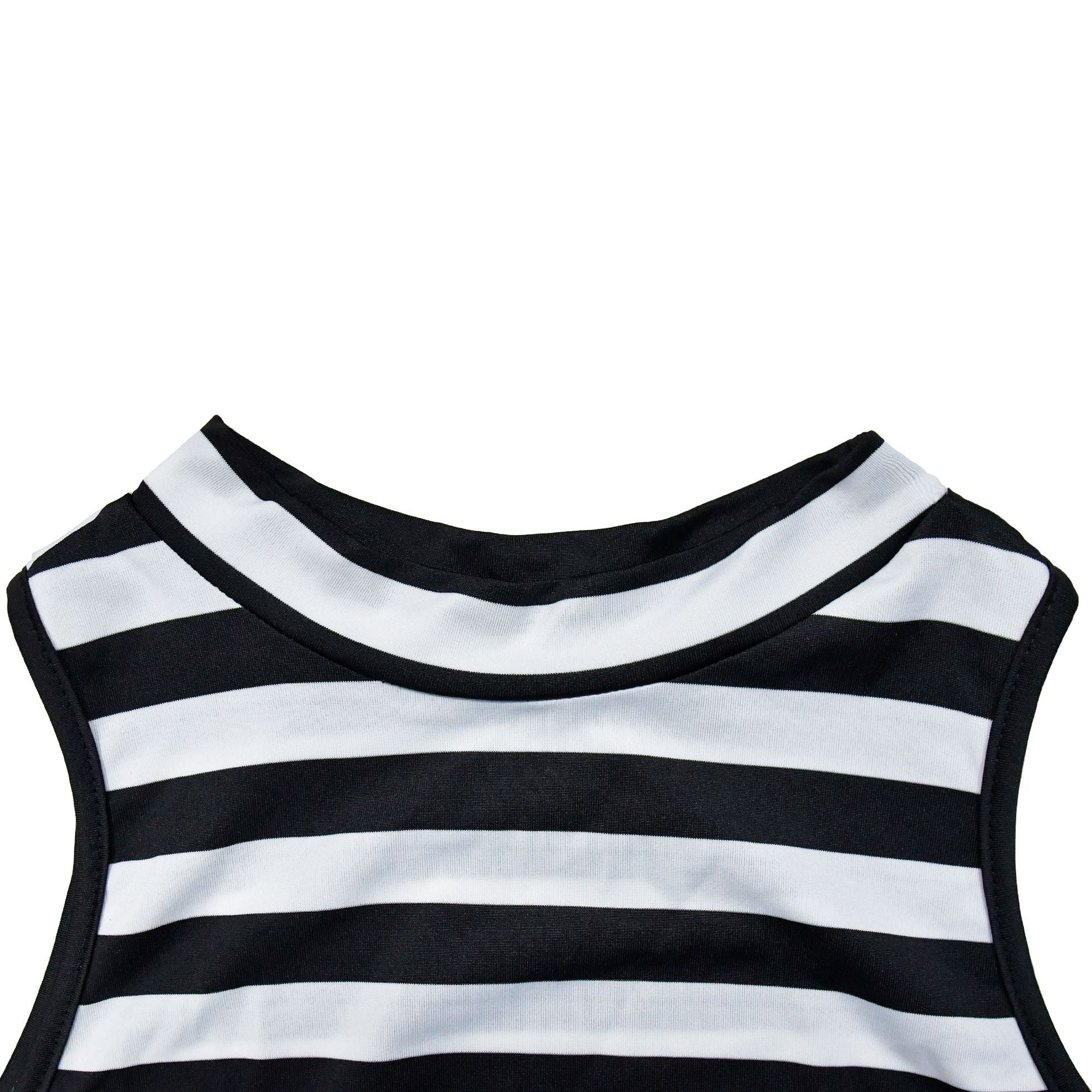 Ladies' Fashion Stripe Sleeveless Crop Top Maxi Skirt Two-Piece Set 21