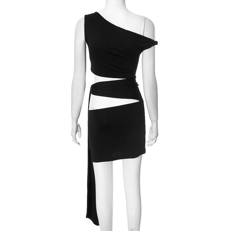 Women Summer Solid Slash Shoulder Off Shoulder Lace Hollow Sexy Bodycon Dress 9