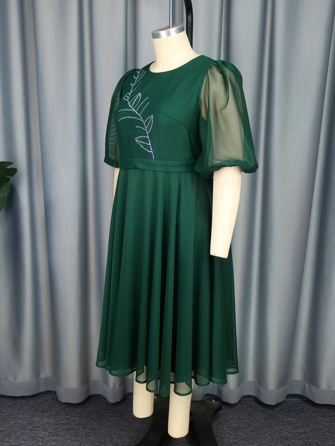 Women Plus Size Puff Sleeve Formal Party Dress 9