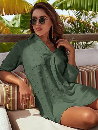 Chiffon Shirt Jacquard Loose Women's Casual Blouse 37