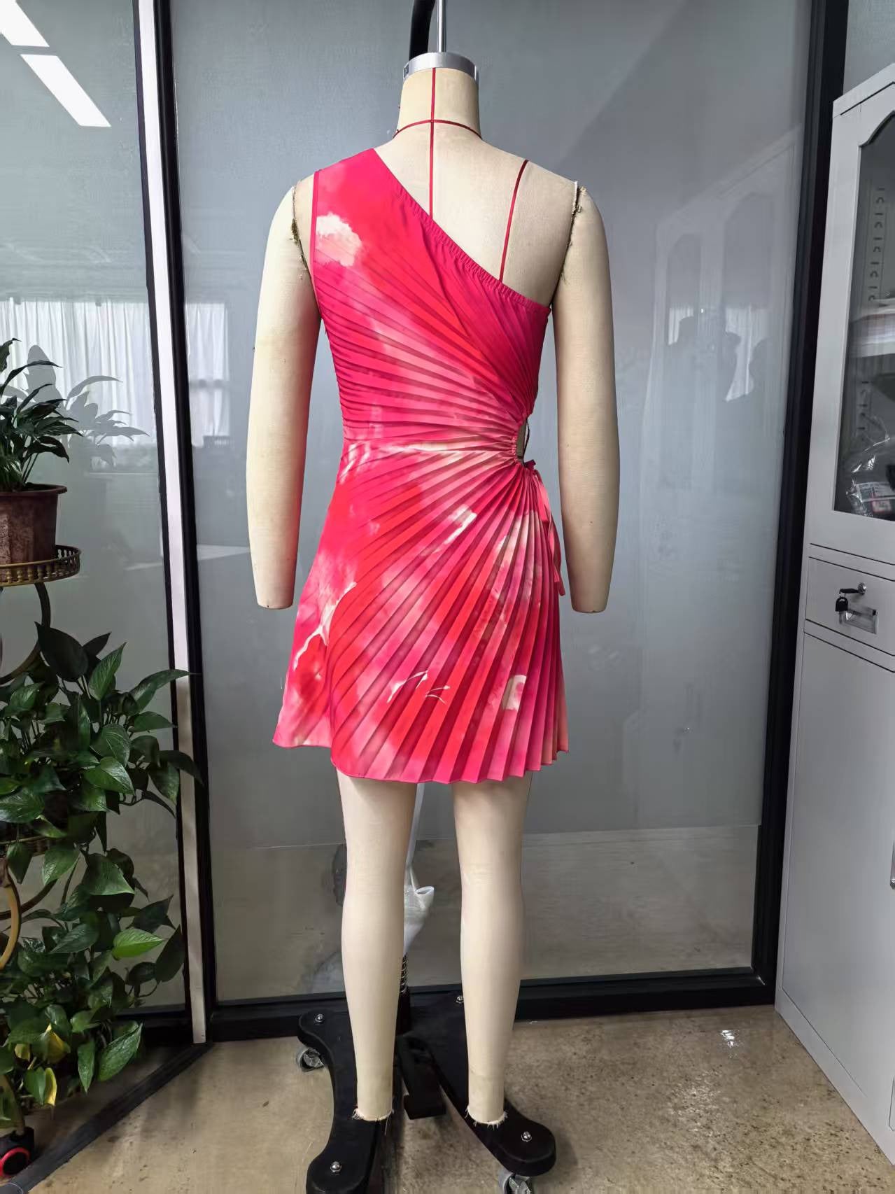 Women strapless casual sleeveless color matching dress 5