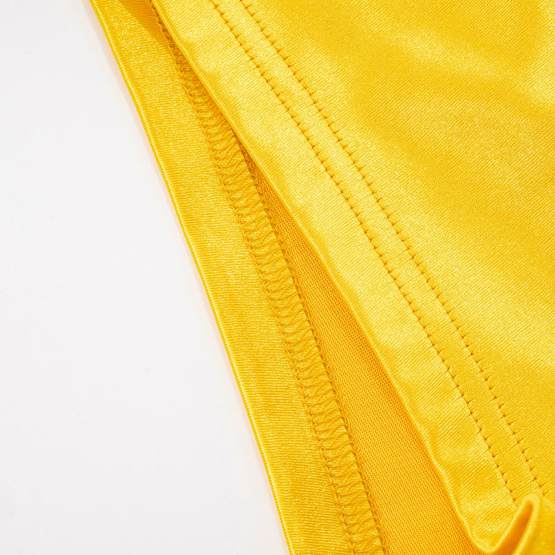 Women Sexy Halter Neck Swinging Neck Tie-Up Top Shorts Two-Piece Set 23