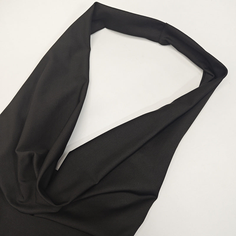 Women Sexy Halter Neck Backless Pile Neck Dress 23