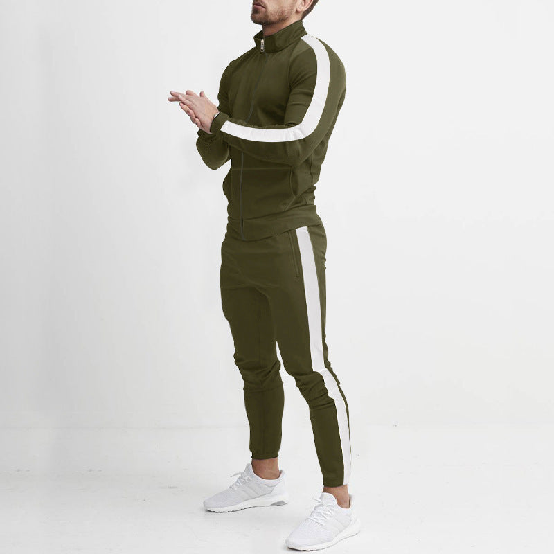 Autumn And Winter Casual Men's Sports Suits Color Matching Men's Casual Trendy Two Piece Tracksuit 7