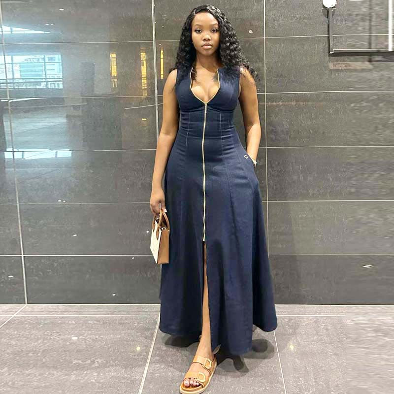 Women's Summer Fashion African Sexy V-Neck Maxi Dress 3