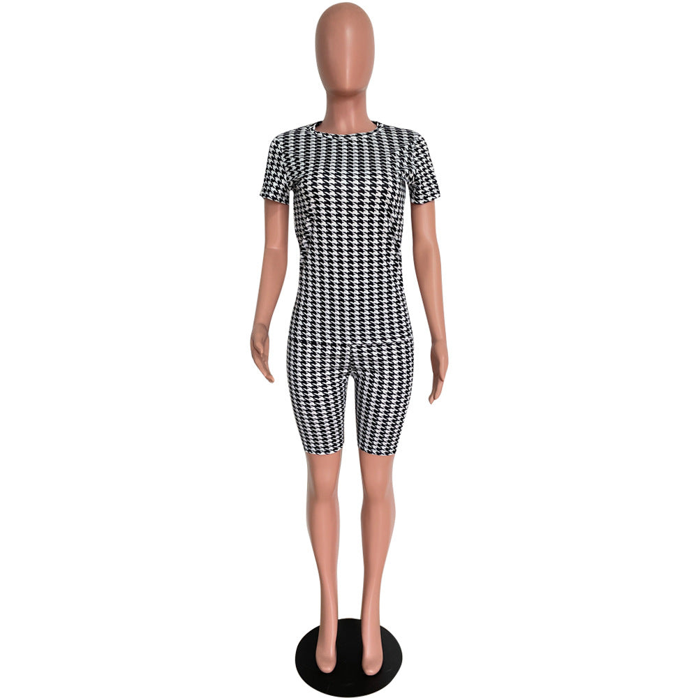 Summer Fashionable casual print T-shirt and shorts 2-piece set 14