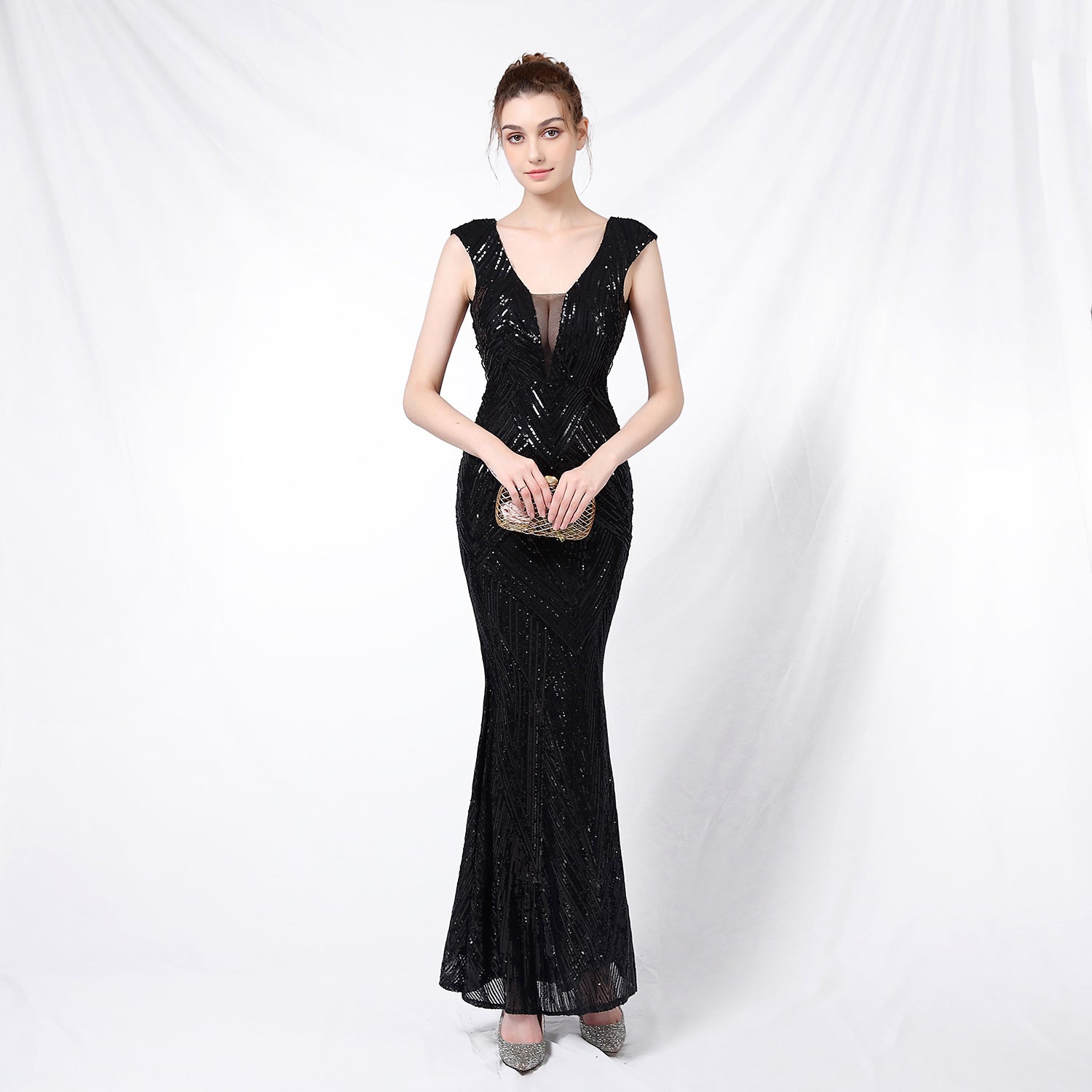 Sequin Fishtail Long Dress Elegant Formal Party Evening Dress 9
