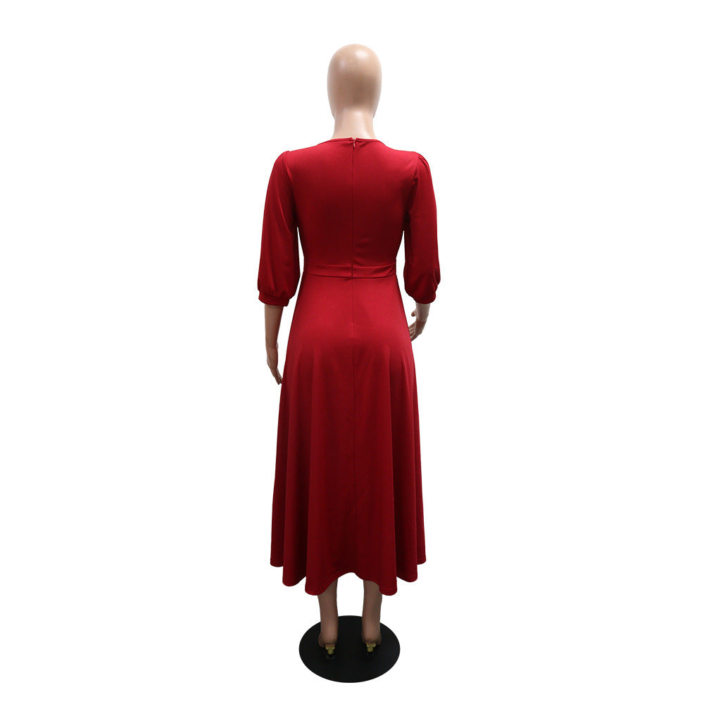 Women Round Neck Half-Sleeve Dress 5