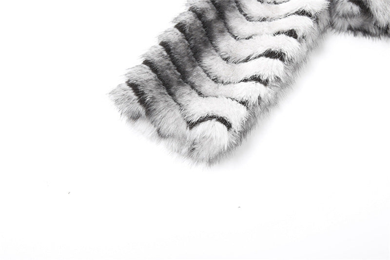 Women Autumn Elegant Turndown Collar Furry Coat 15