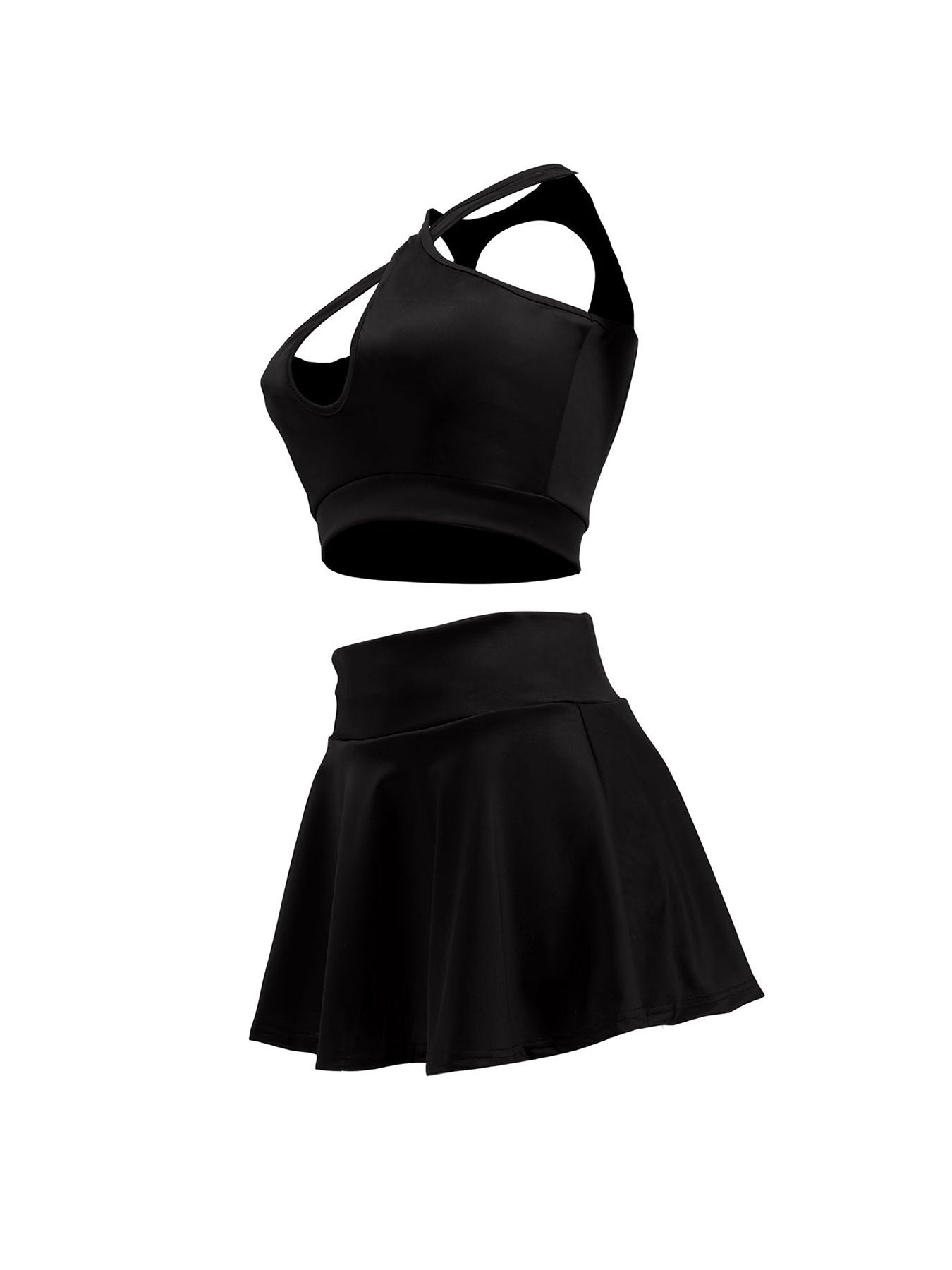 Women Summer Halter Neck Backless Top + Skirt Two-piece Set 5