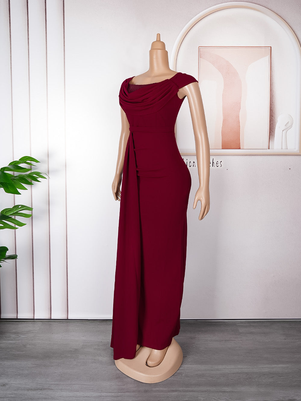 African Women's Plus Size Solid Color Long Dress 21