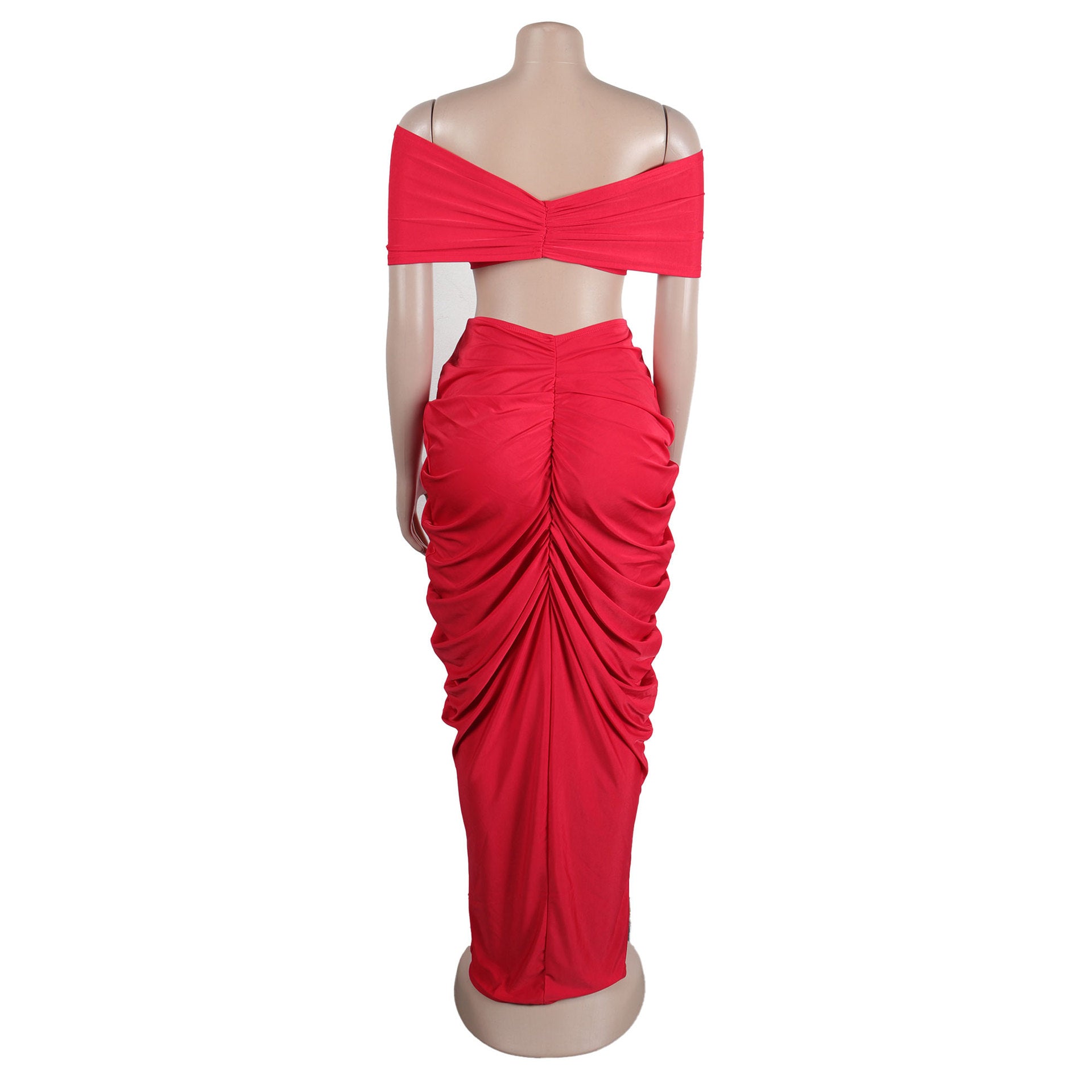 Women Sexy Sleeveless Strapless Crop Top and pleated Skirt two-piece set 25