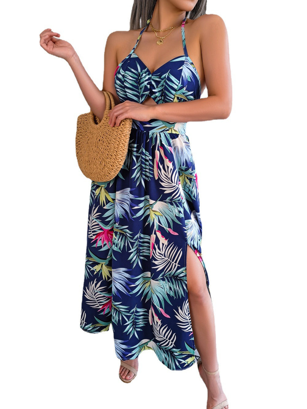 Women Holidays Sleeveless Hollow Slip Maxi Beach Dress 8