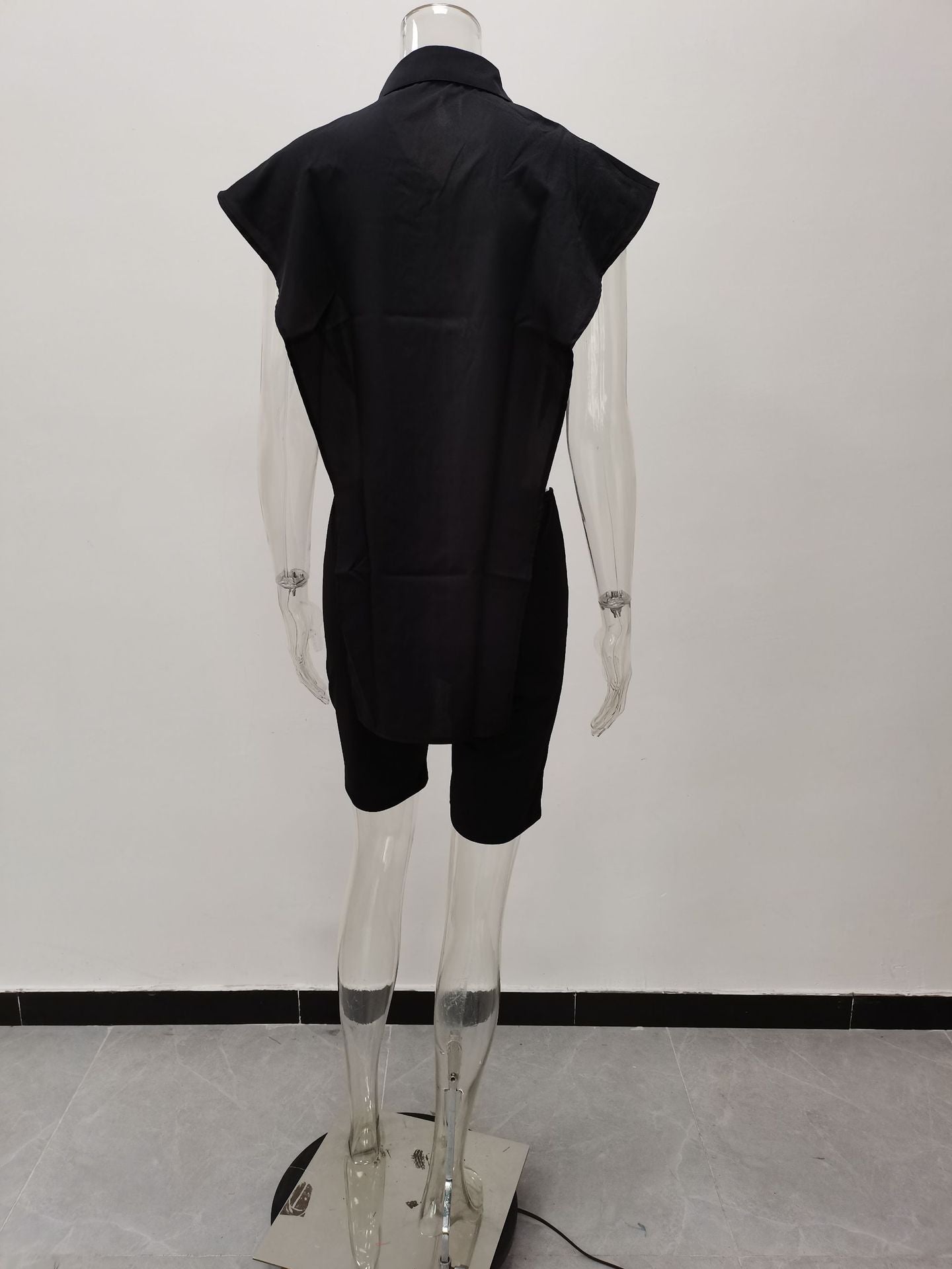 Women Summer Button Sleeveless Top + Shorts Two Piece Set 17