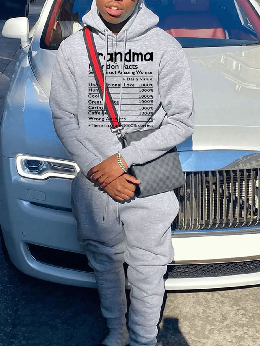 Autumn And Winter Casual Letter Print Hooded Hoodies Sweatpants Set 5