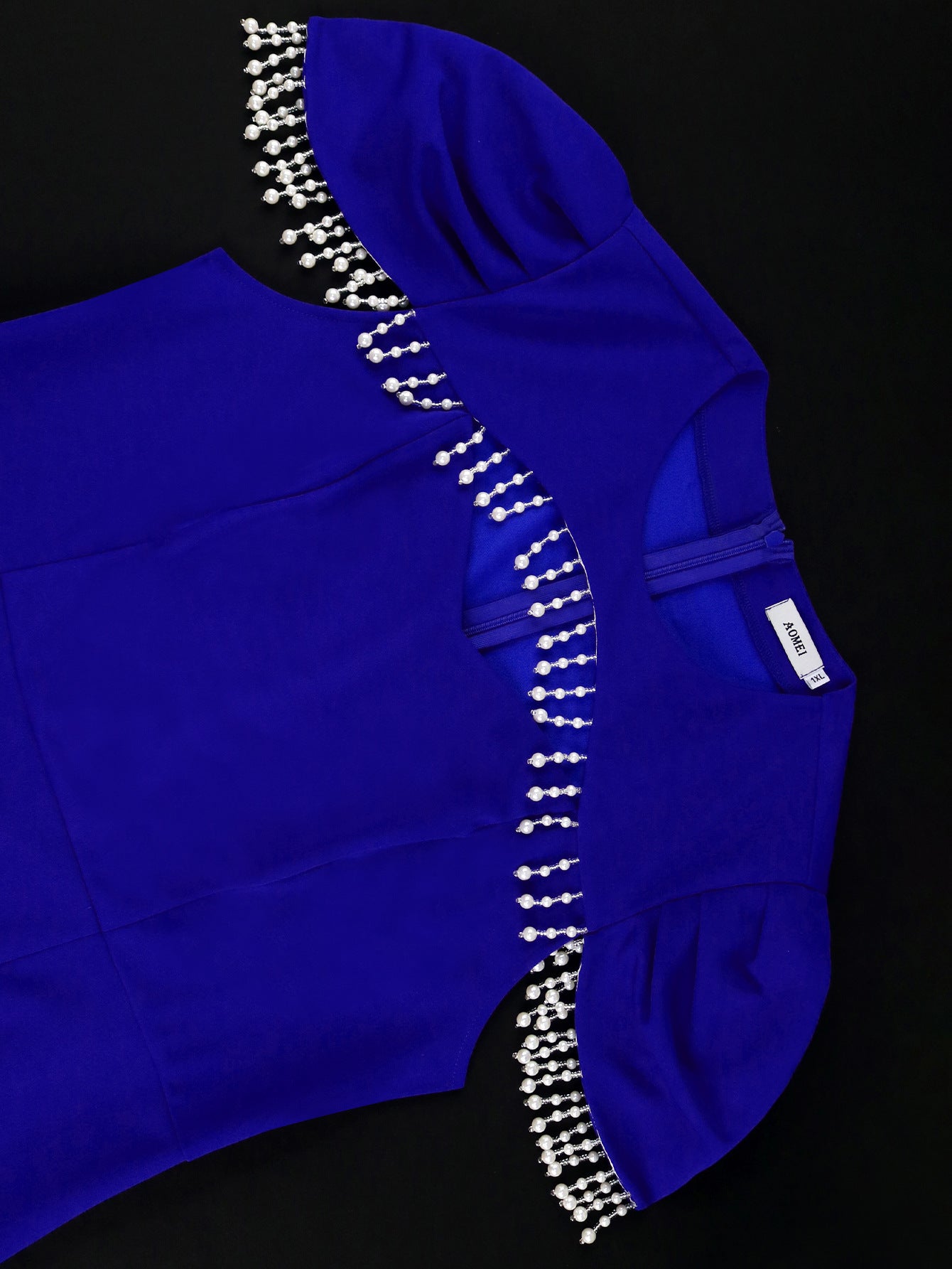 Women Round Neck Beaded Party Formal Party Hollow Bodycon Dress 5