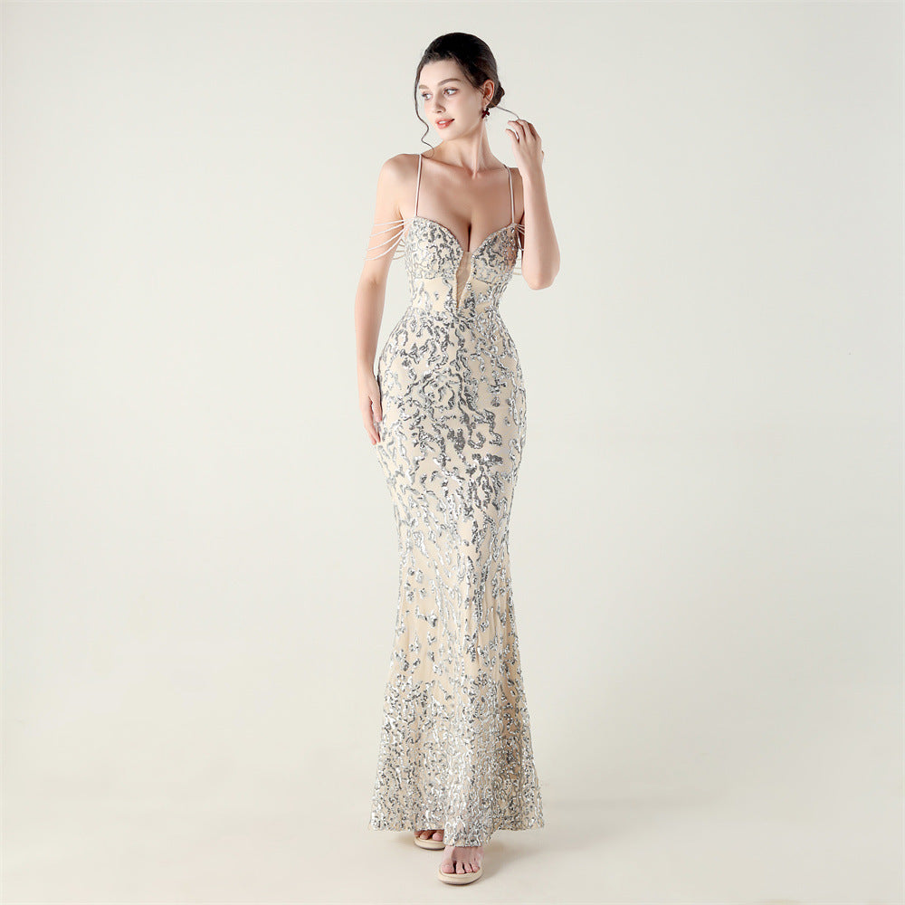 Women crystal diamond sequin embroidery Formal Party evening dress 19