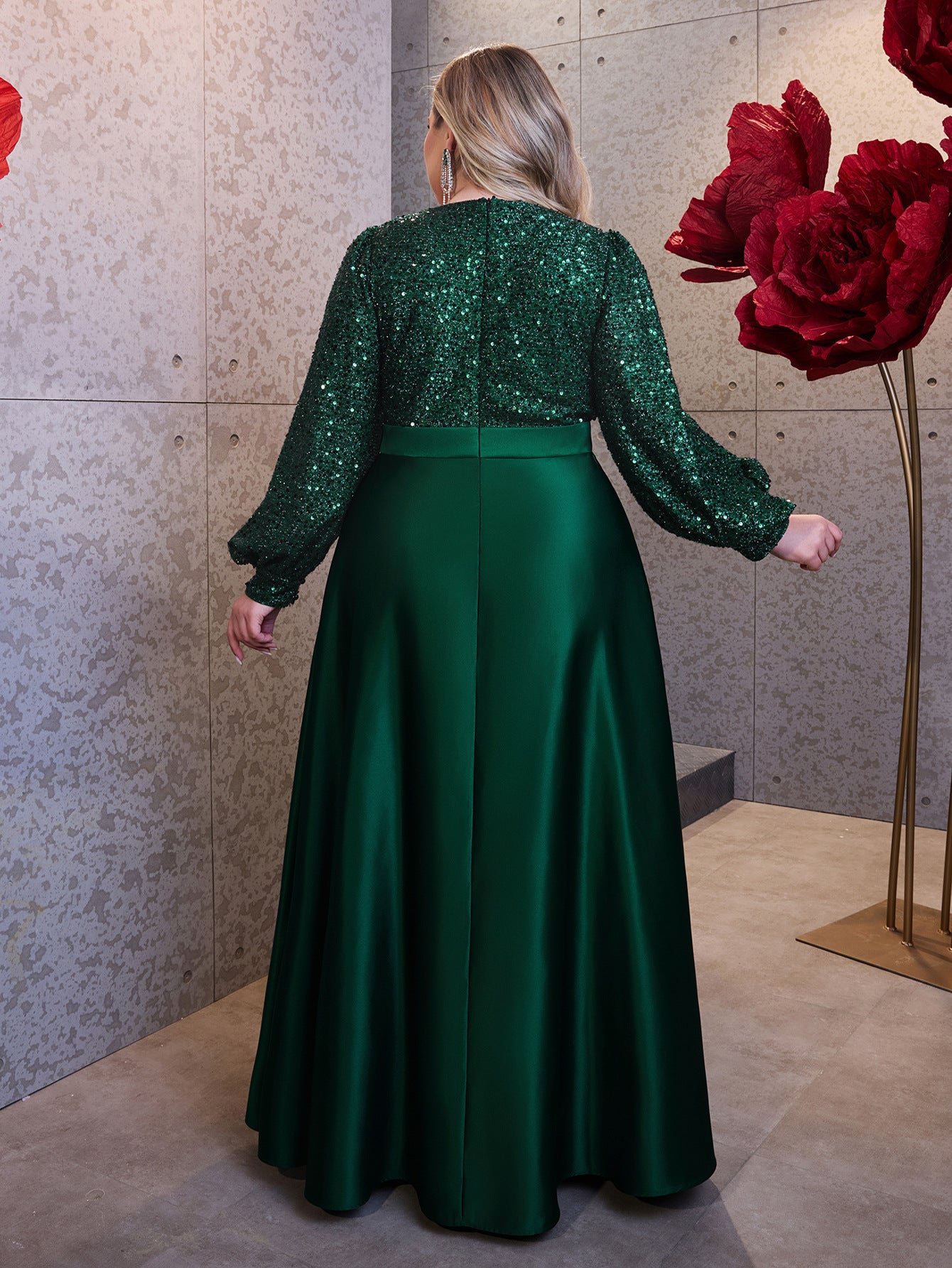 Plus Size Women's V-Neck Elegant Long Dress Christmas Party Evening Gown 6