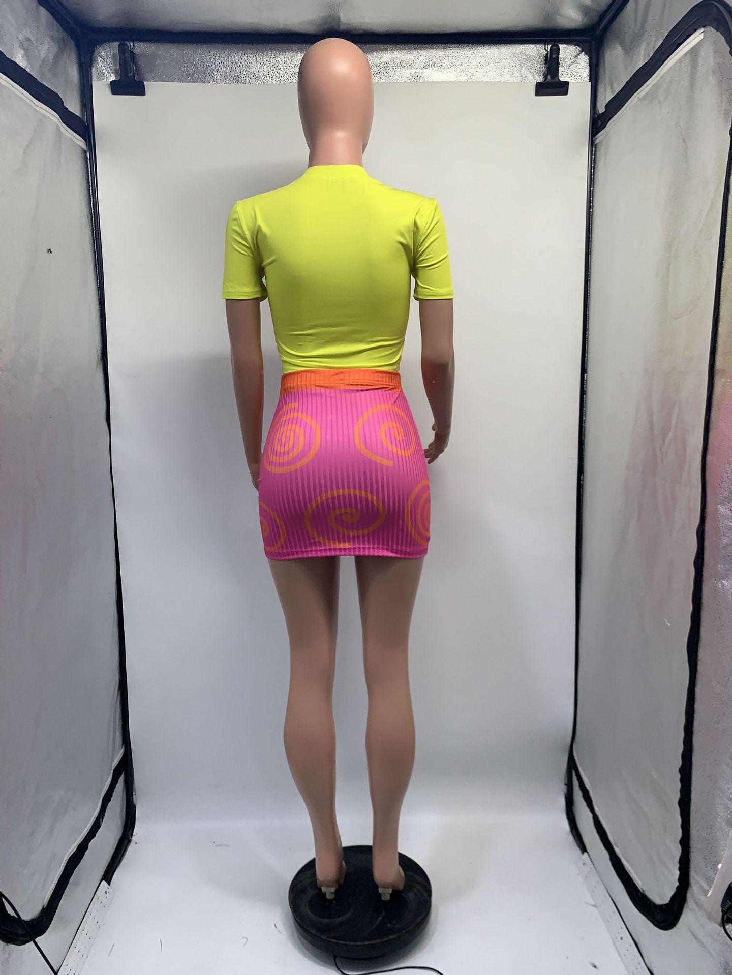 Summer Sexy Tight Fitting Modern Mouth Print Skirt Set 9