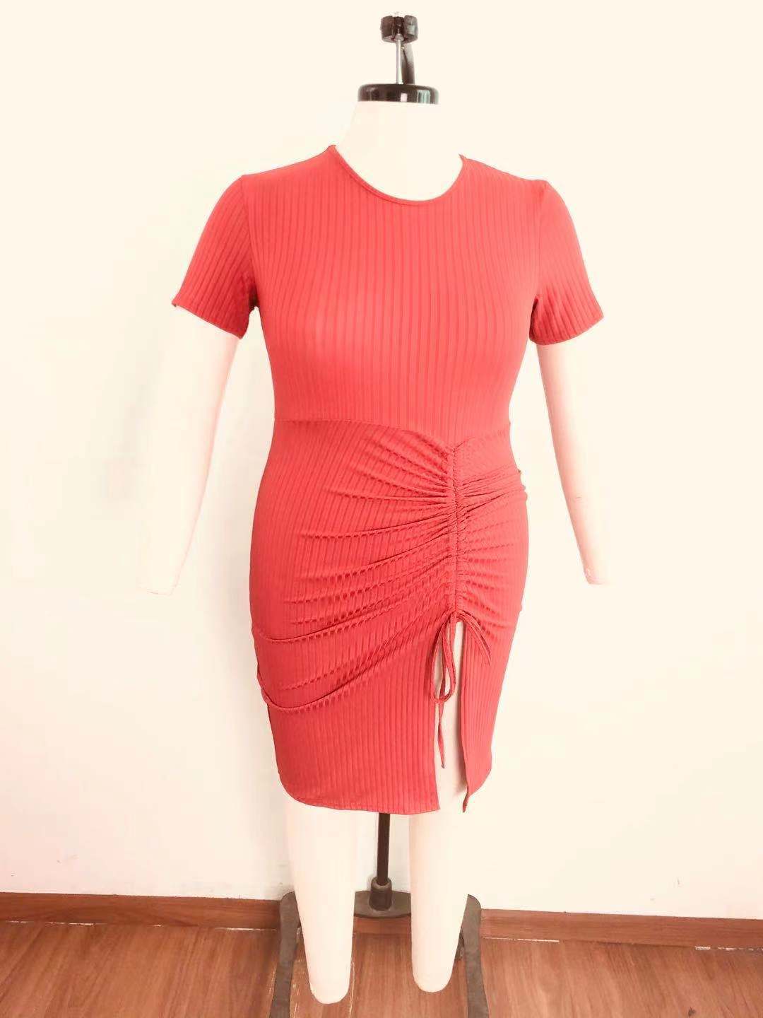 Plus Size Women Knitting Ribbed Open Lace Dress 6