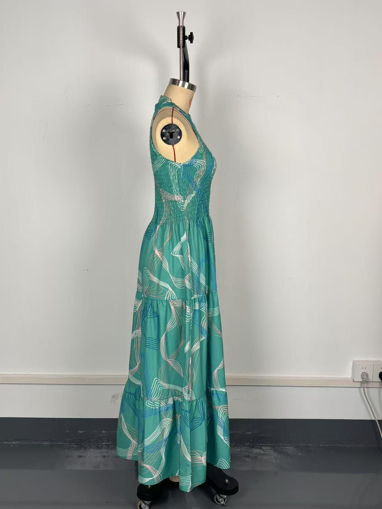 Women Halter Neck Sleeveless Sexy Print Dress 8