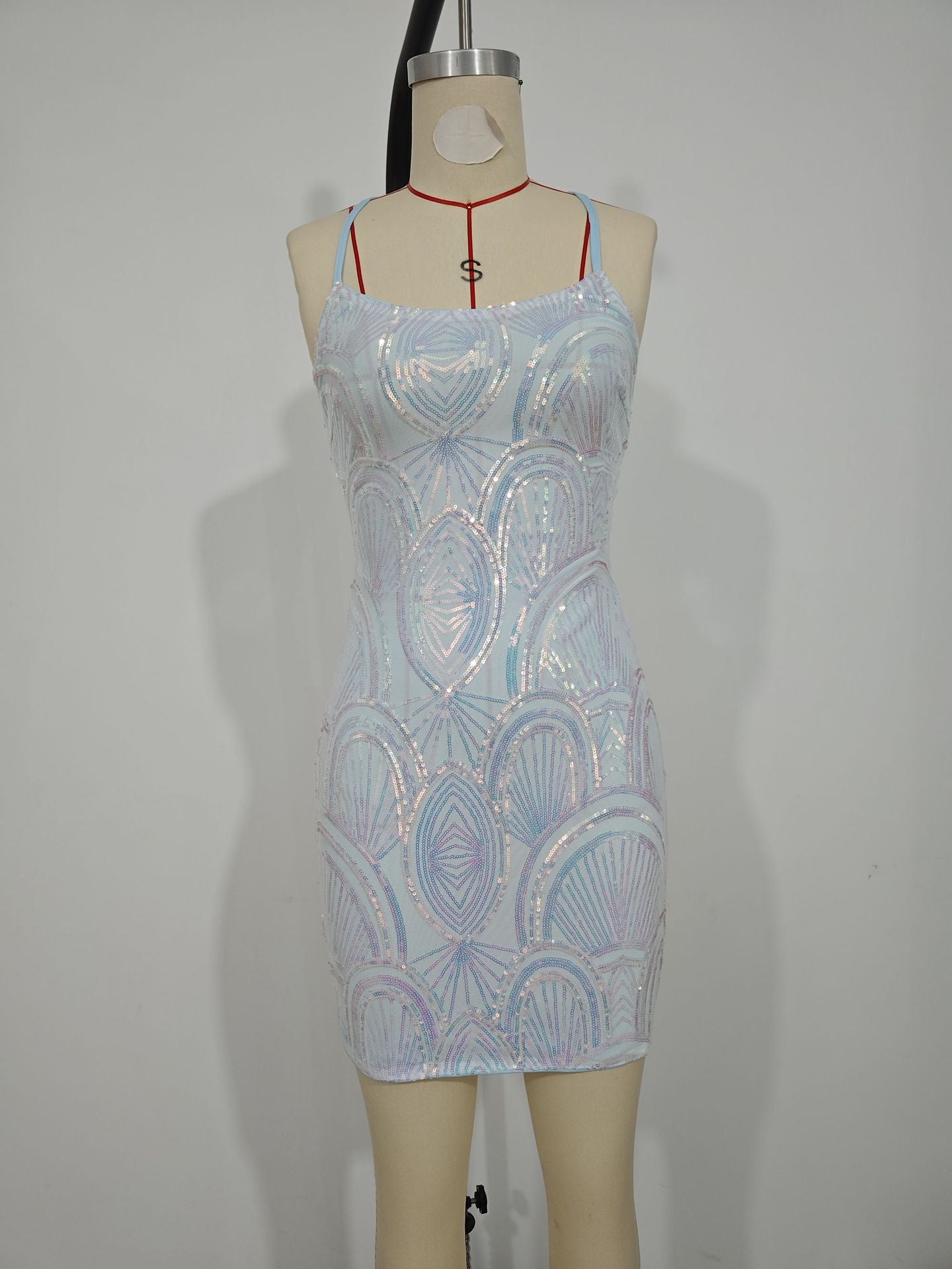 Summer Fashion Sexy Strap Backless Sequin Mini Bodycon Dress Formal Party Gown 9