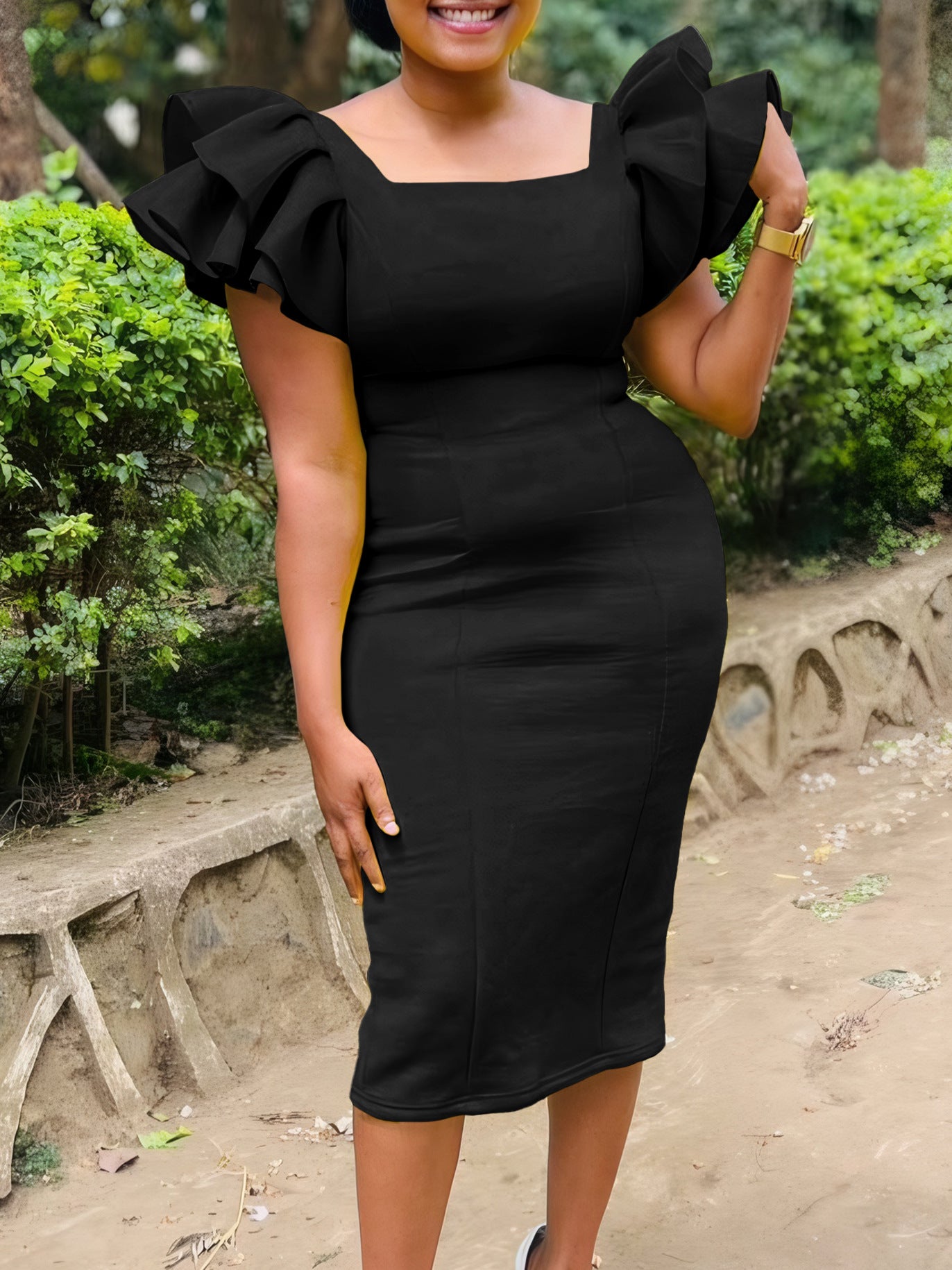 Women solid bodycon African dress 8