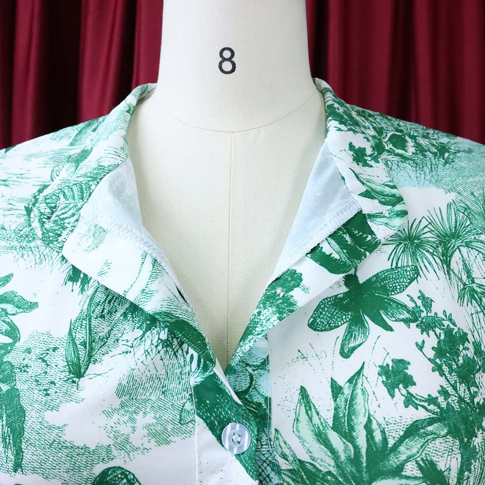 Plus Size Summer Women Printed Short Sleeve Dress 22