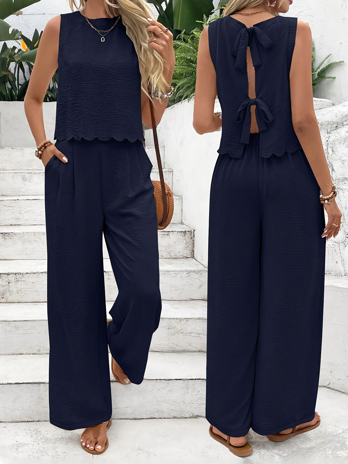 Summer women's fashion sleeveless vest and casual pants set 5