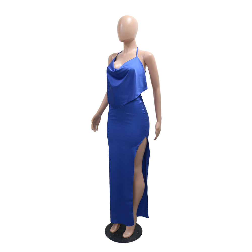 Women split backless maxi dress 6