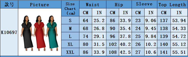 Fashionable Women's V-Neck Short-Sleeved Chic Slim-Fitting Back Slit Dress 11