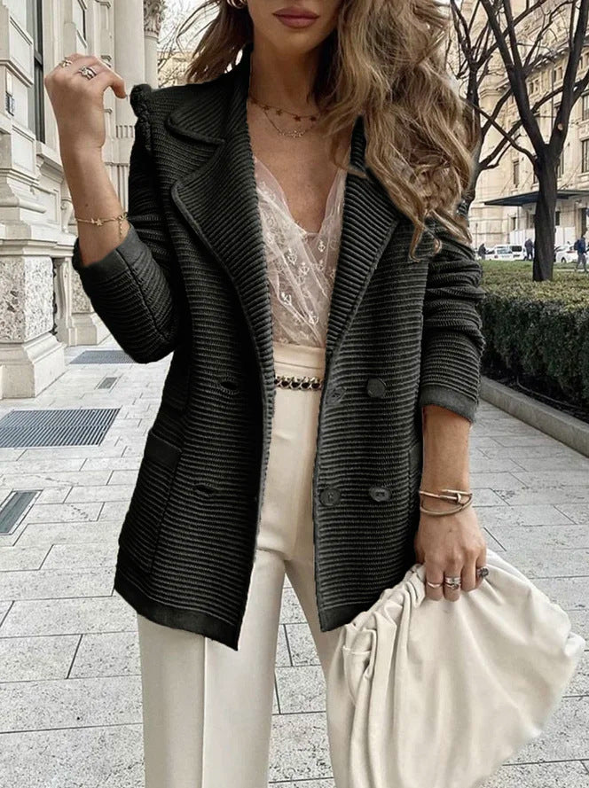 Women Casual Ribbed Loose Blazer 3