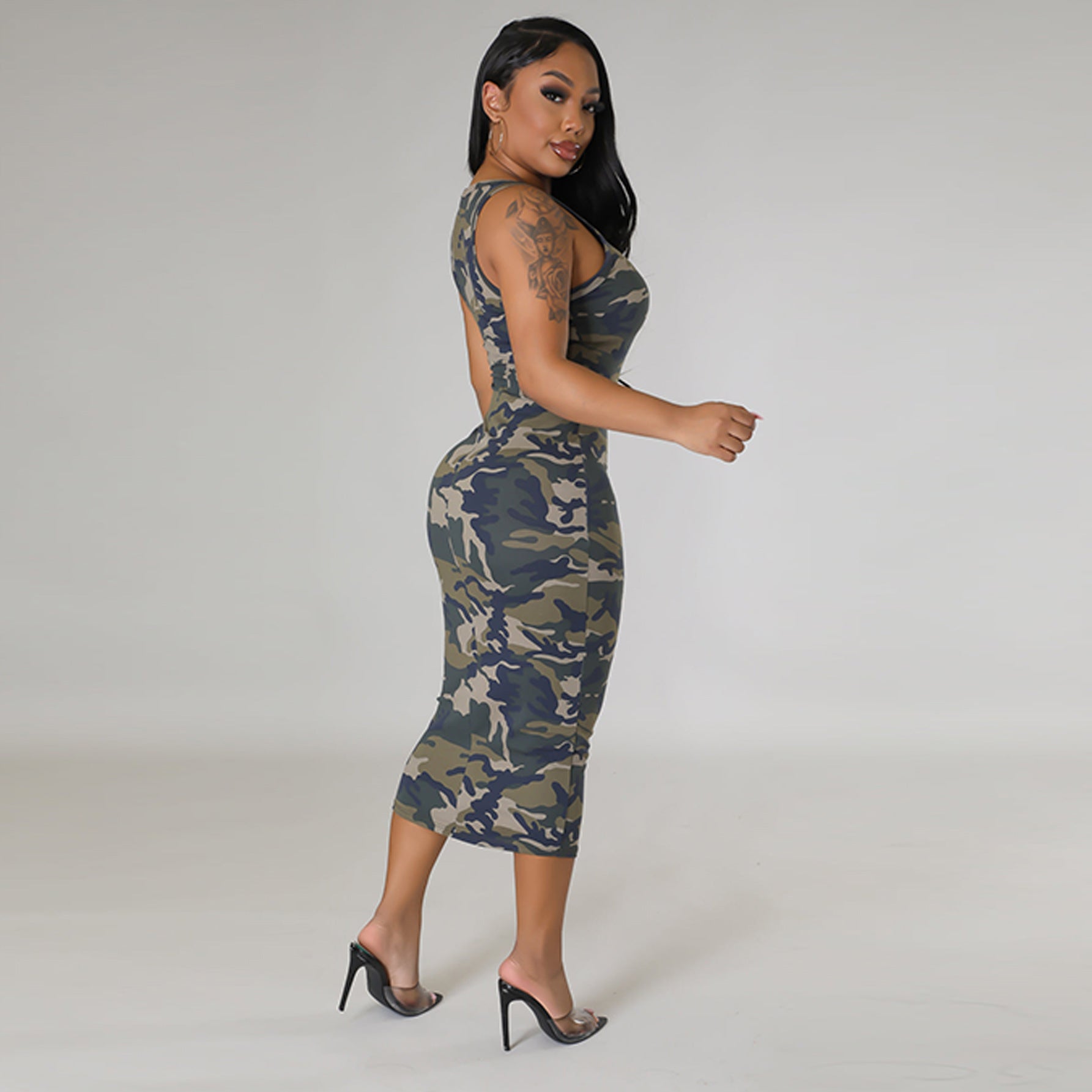 Women's Fashion Sexy Camouflage Print Dress 5