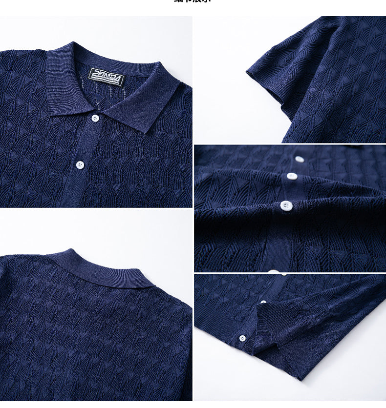 Men's Spring and summer knitting short-sleeved polo top 14