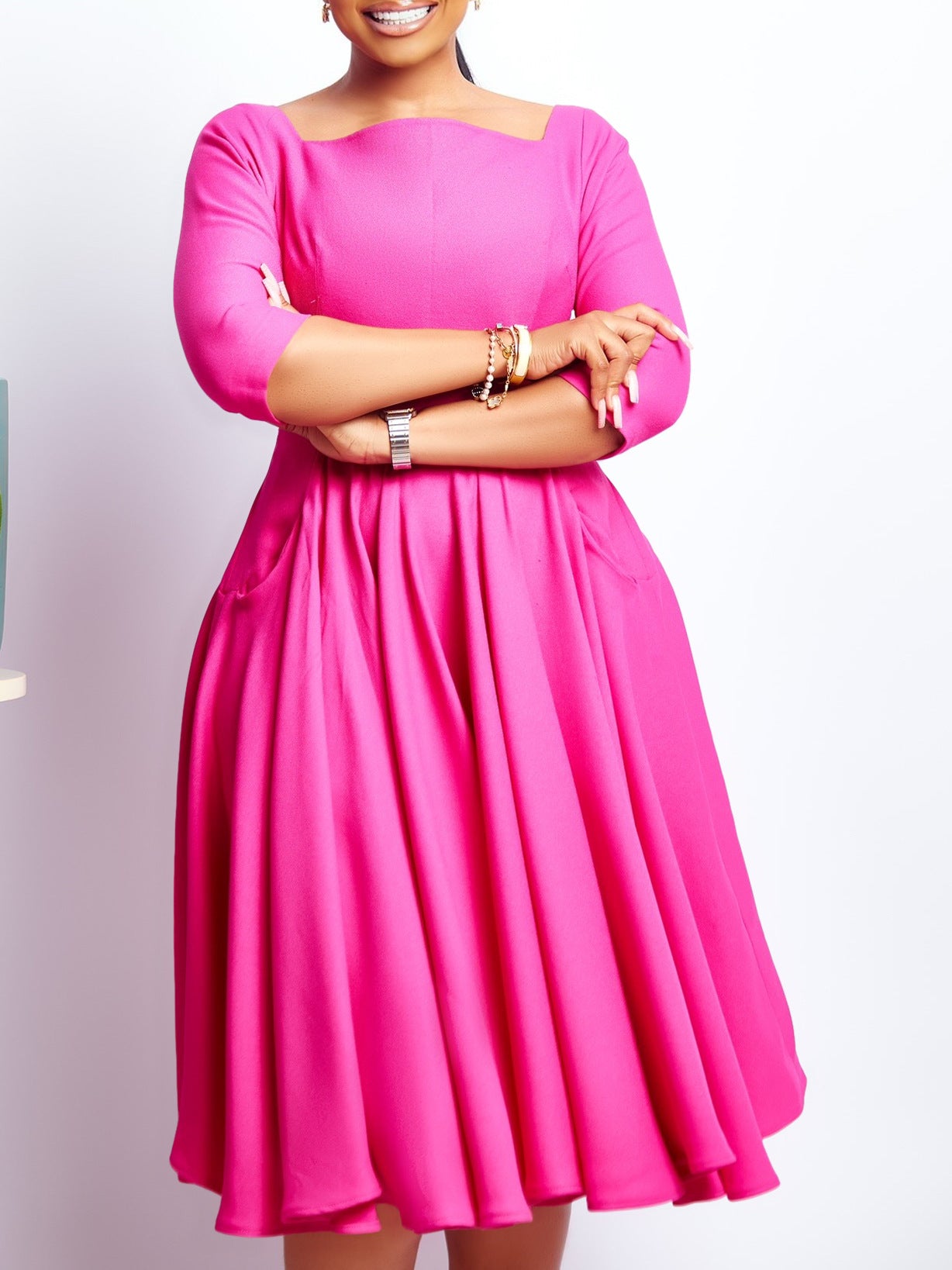 Women Autumn and Winter Pocket African Dress 6