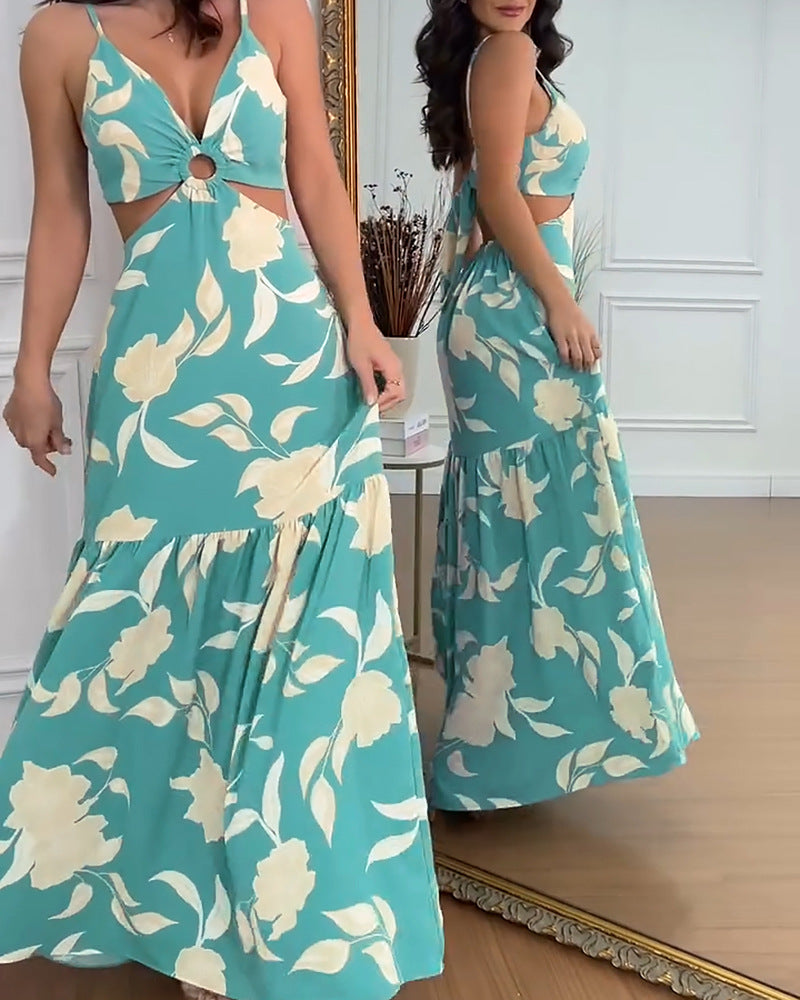 Women Floral Strap Maxi Dress 4