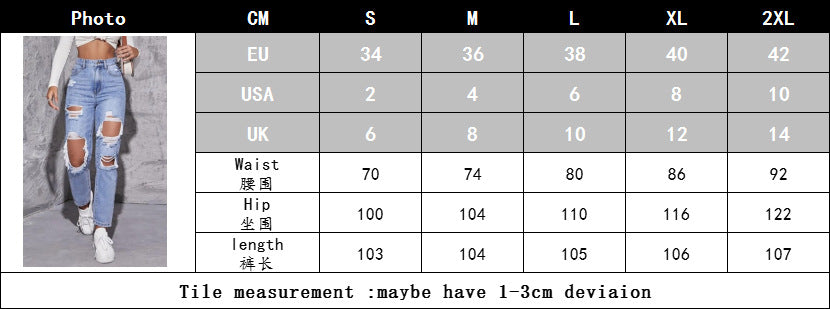 Women Ripped Washed Denim Pants 6