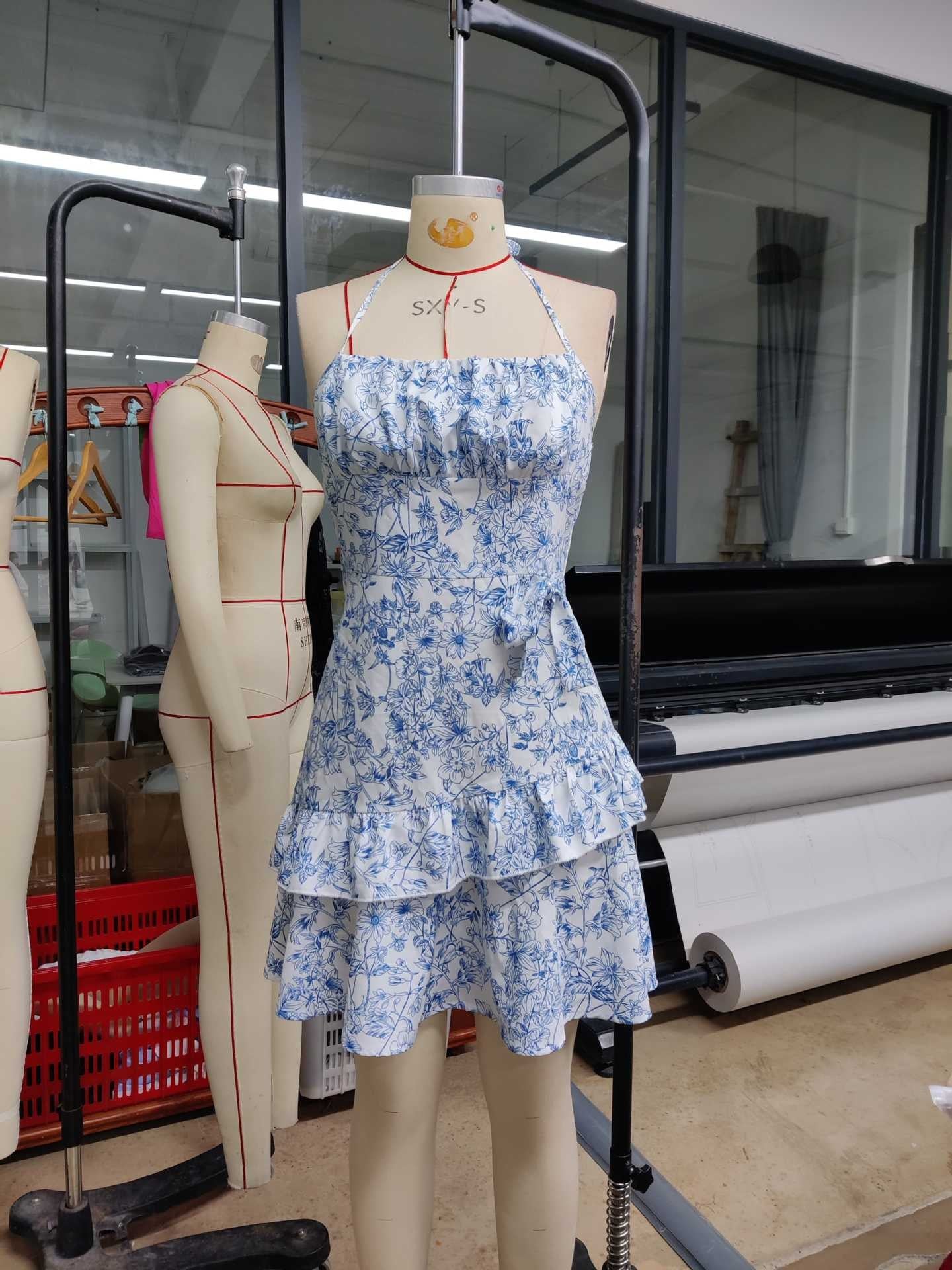 Women floral cascading ruffles dress 11