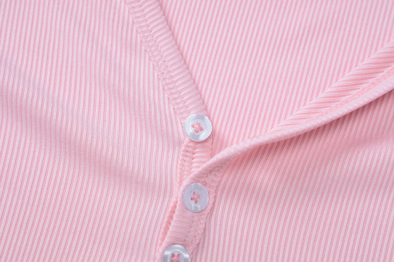 Women's Sexy V-Neck Tight Fitting Long-Sleeved Top Fashionable Sports Style Shorts Two-Piece Set 17