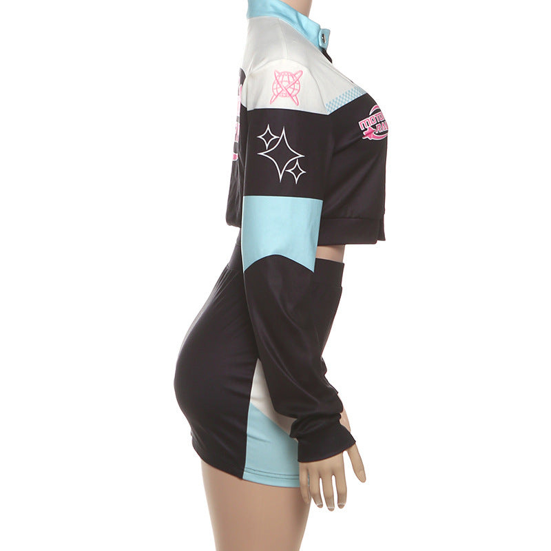 Women Fall Streetwear Sexy Crop Top and Skirt Two-Piece Set 6