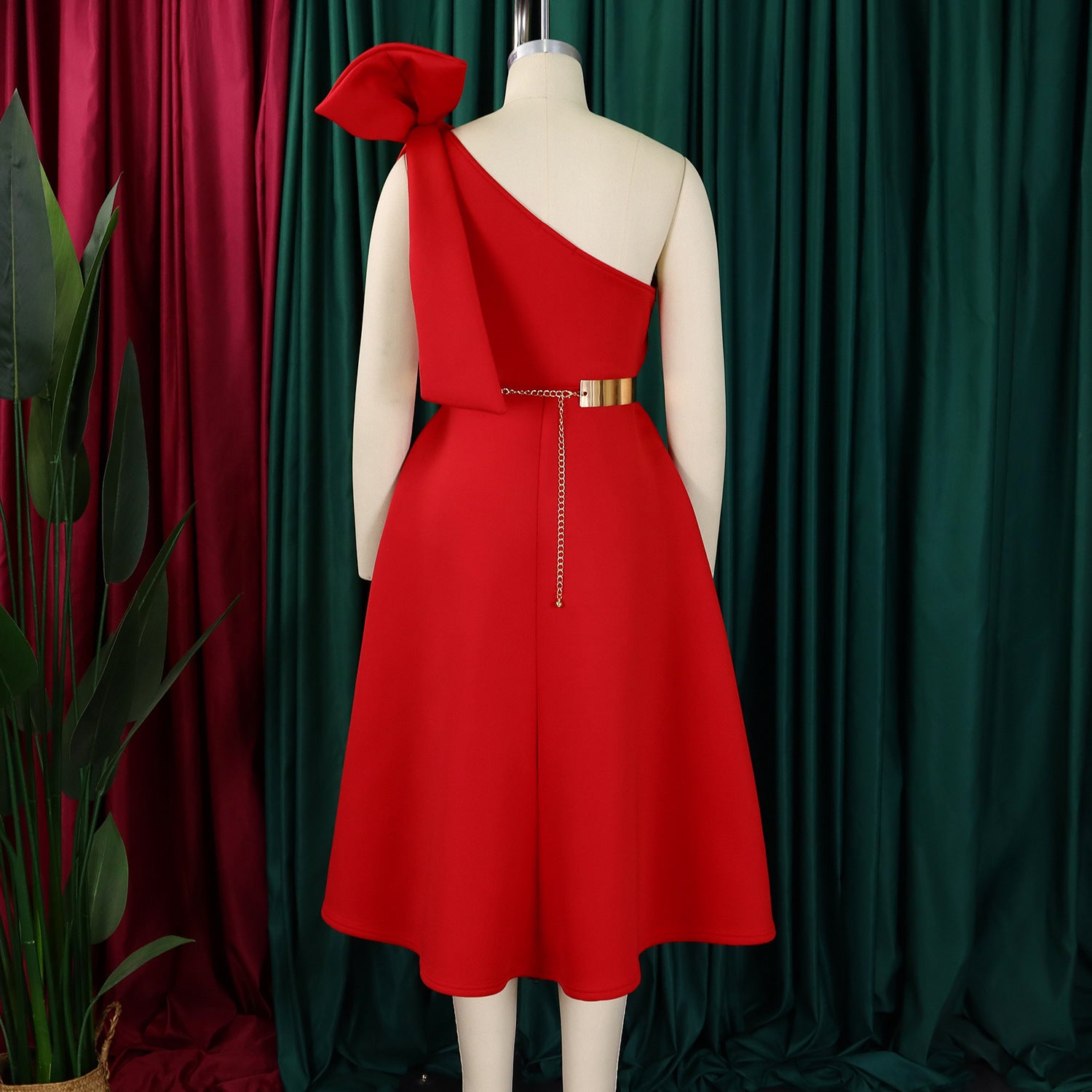 Fashion Women's Solid Color Sexy Formal Party African Dress 13