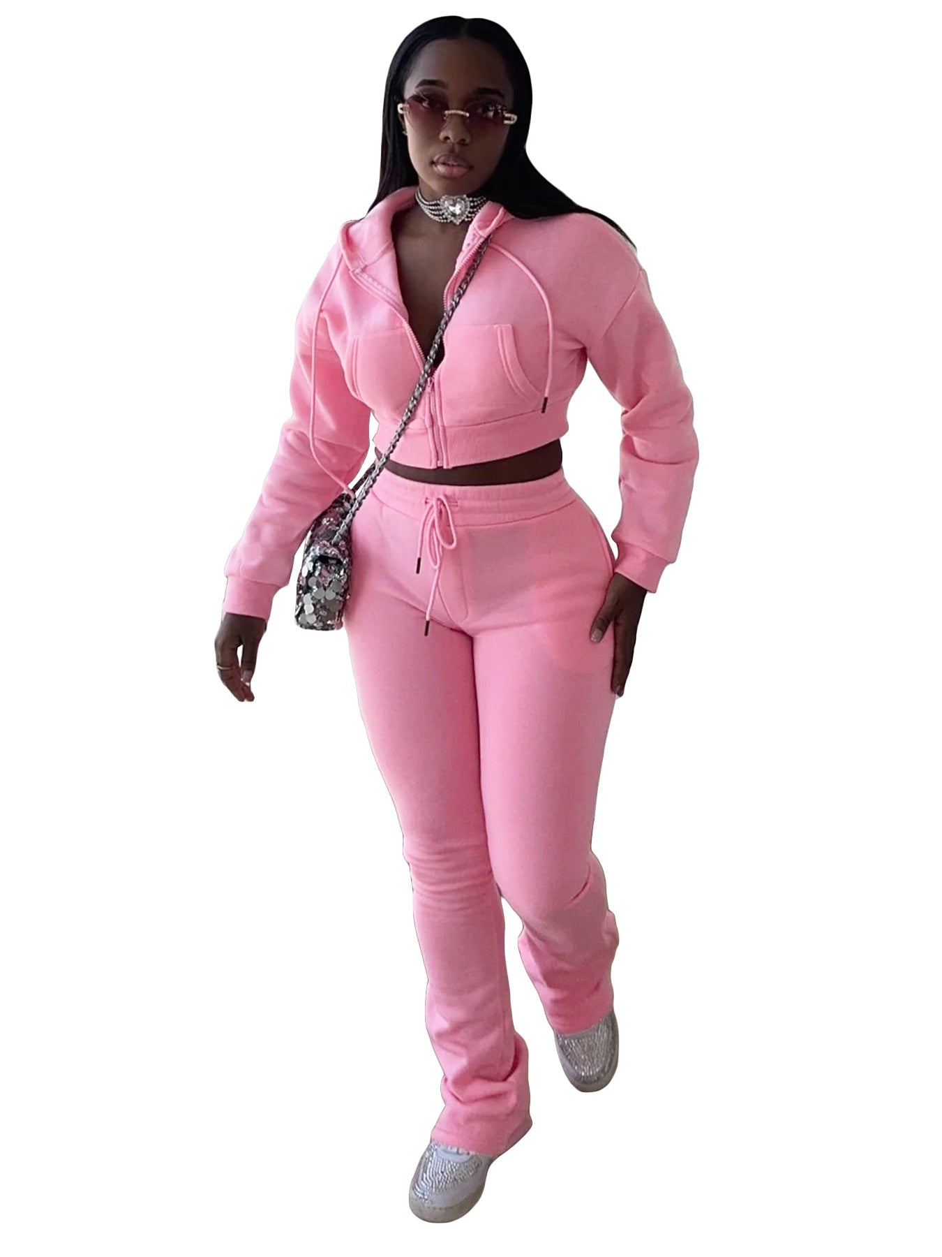 Women Hoodies and Bell Bottom Pants Two-Piece Set 30