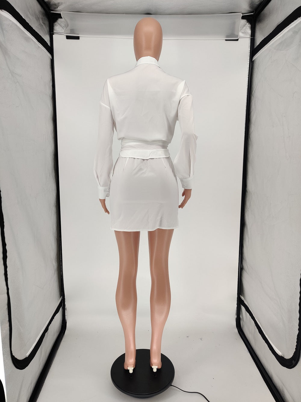 Women Casual Solid Shirt and Skirt Two-Piece Set 29