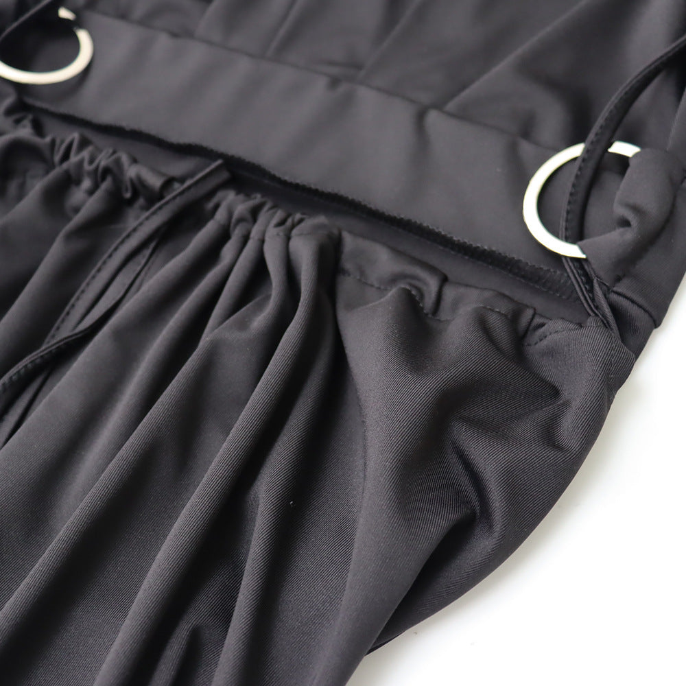 Women Sexy Backless Strappy Elegant Ruffle Dress 20