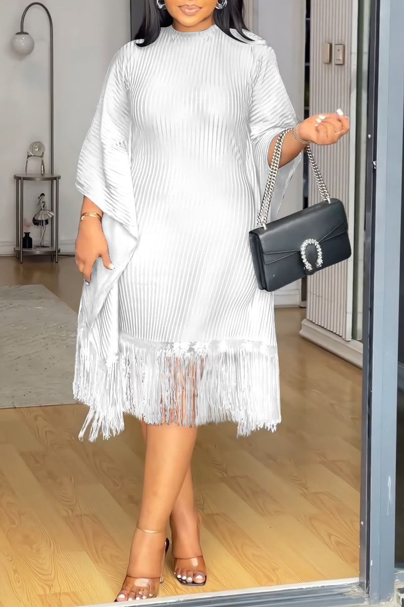 Sequin Tassel Bat Sleeves Elastic Bodycon Dress 3