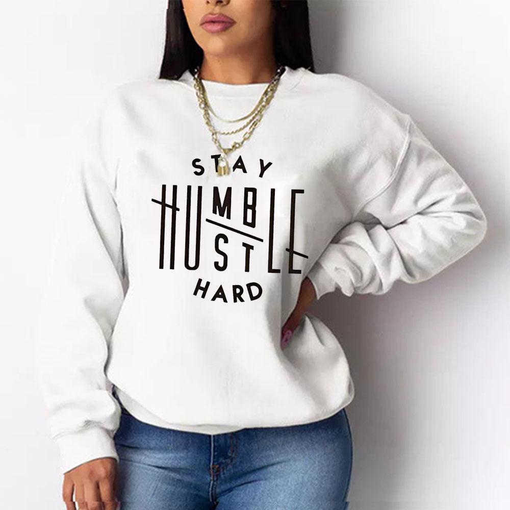 Plus Size Women Printed Crew Casual Loose Long Sleeve Top 5