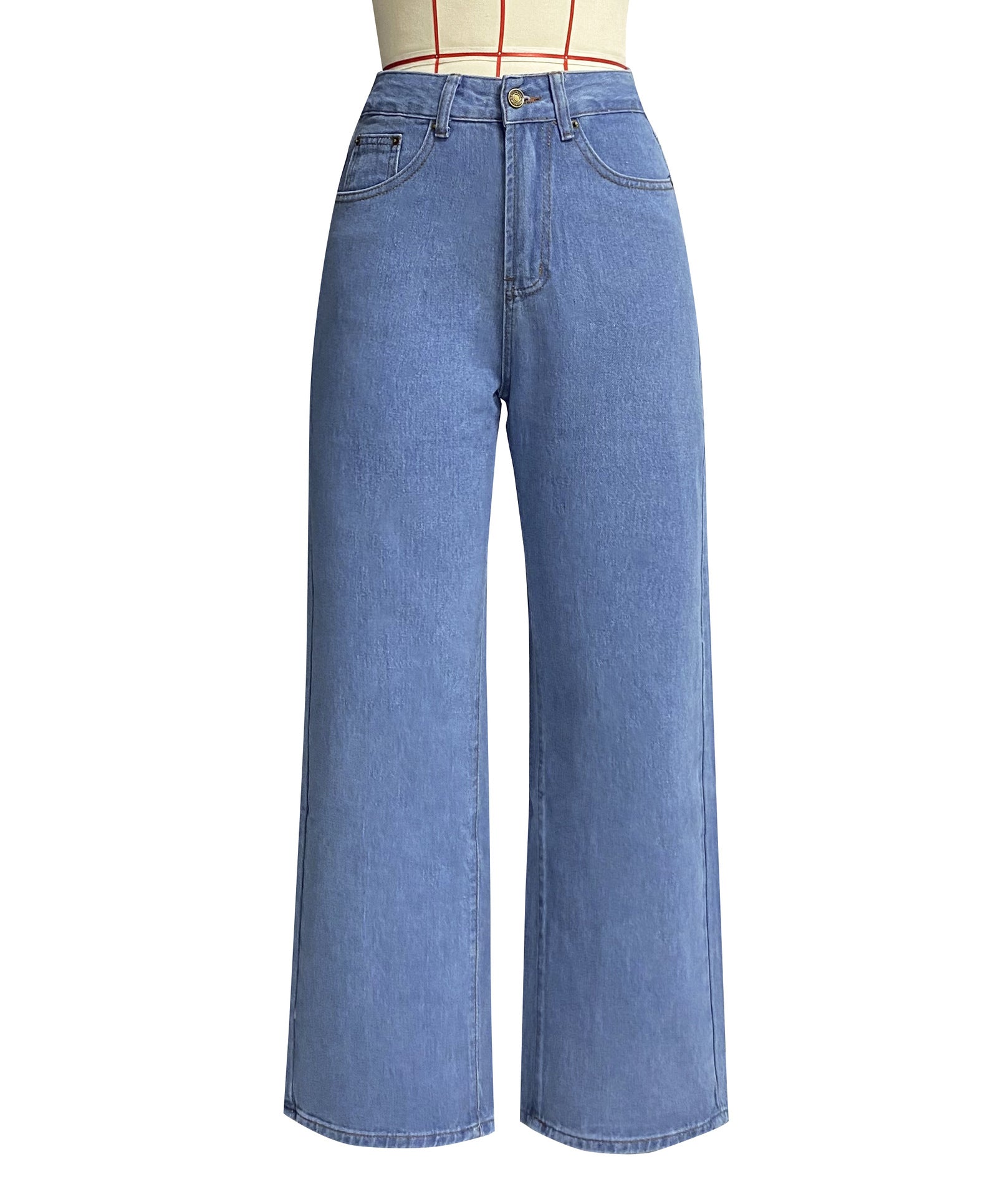 Washed Fashionable Long Denim Straight Leg Pants 8